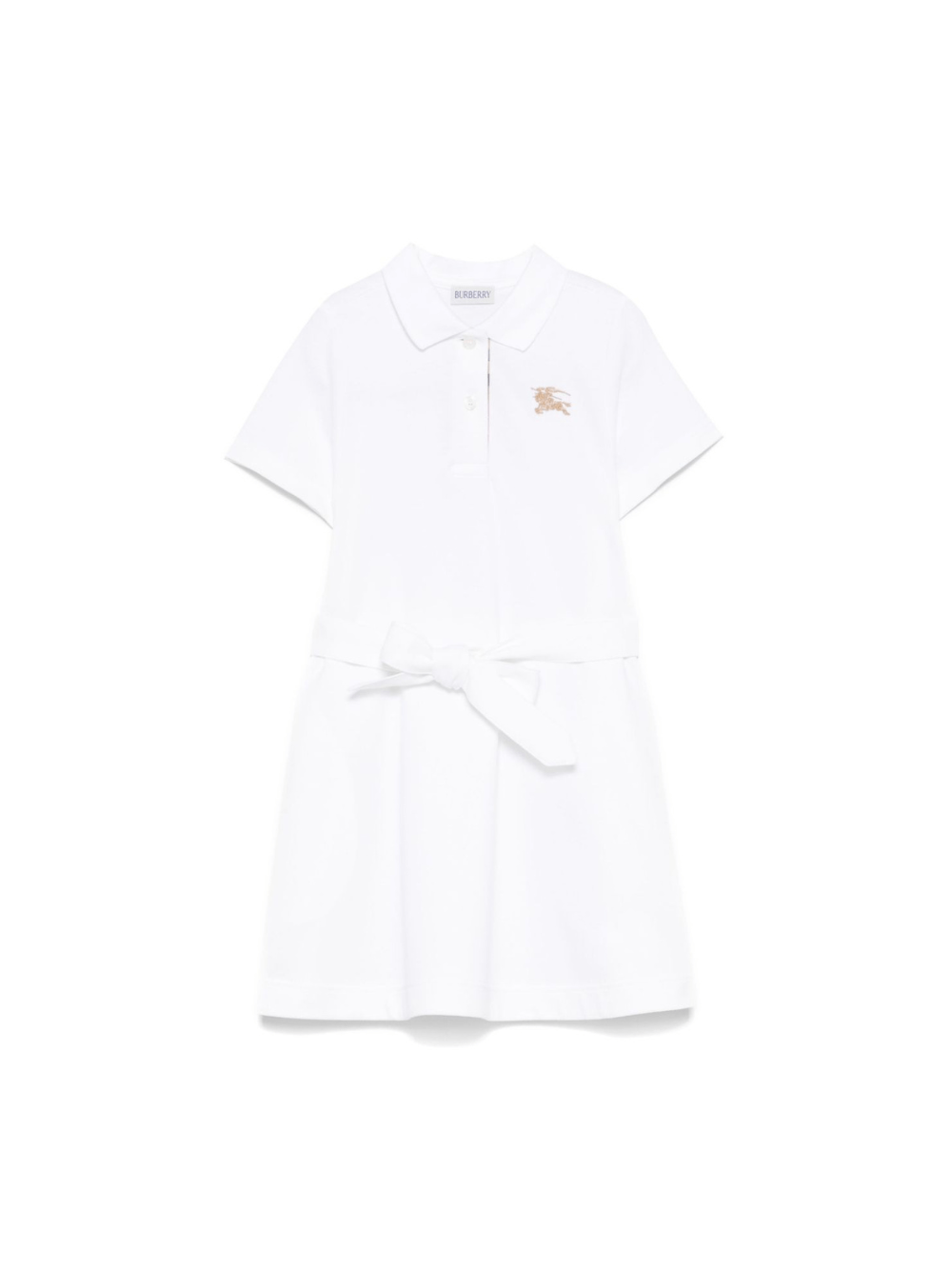 Abito per bambina Burberry Kids bianco stile polo con cintura in vita - Rubino Kids