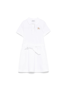 Abito per bambina Burberry Kids bianco stile polo con cintura in vita - Rubino Kids