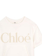 Abito per bambina Chloé Kids beige con logo sul davanti - Rubino Kids