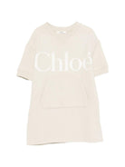 Abito per bambina Chloé Kids beige con logo sul davanti - Rubino Kids