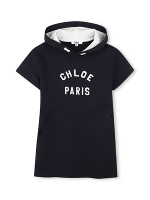Abito per bambina Chloé Kids blu con cappuccio con orlo dritto