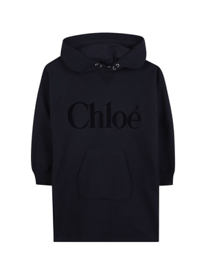 Abito per bambina Chloé Kids blu con design oversize con logo