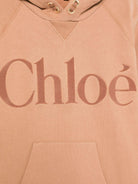 Abito per bambina Chloé Kids marrone con cappuccio e logo ricamato - Rubino Kids