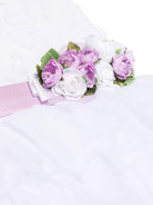 Abito per bambina Colorichiari bianco e lilla in tulle con applicazione a fiori - Rubino Kids