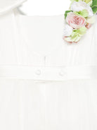 Abito per bambina Colorichiari bianco in tulle con fiocco e applicazione a fiori - Rubino Kids