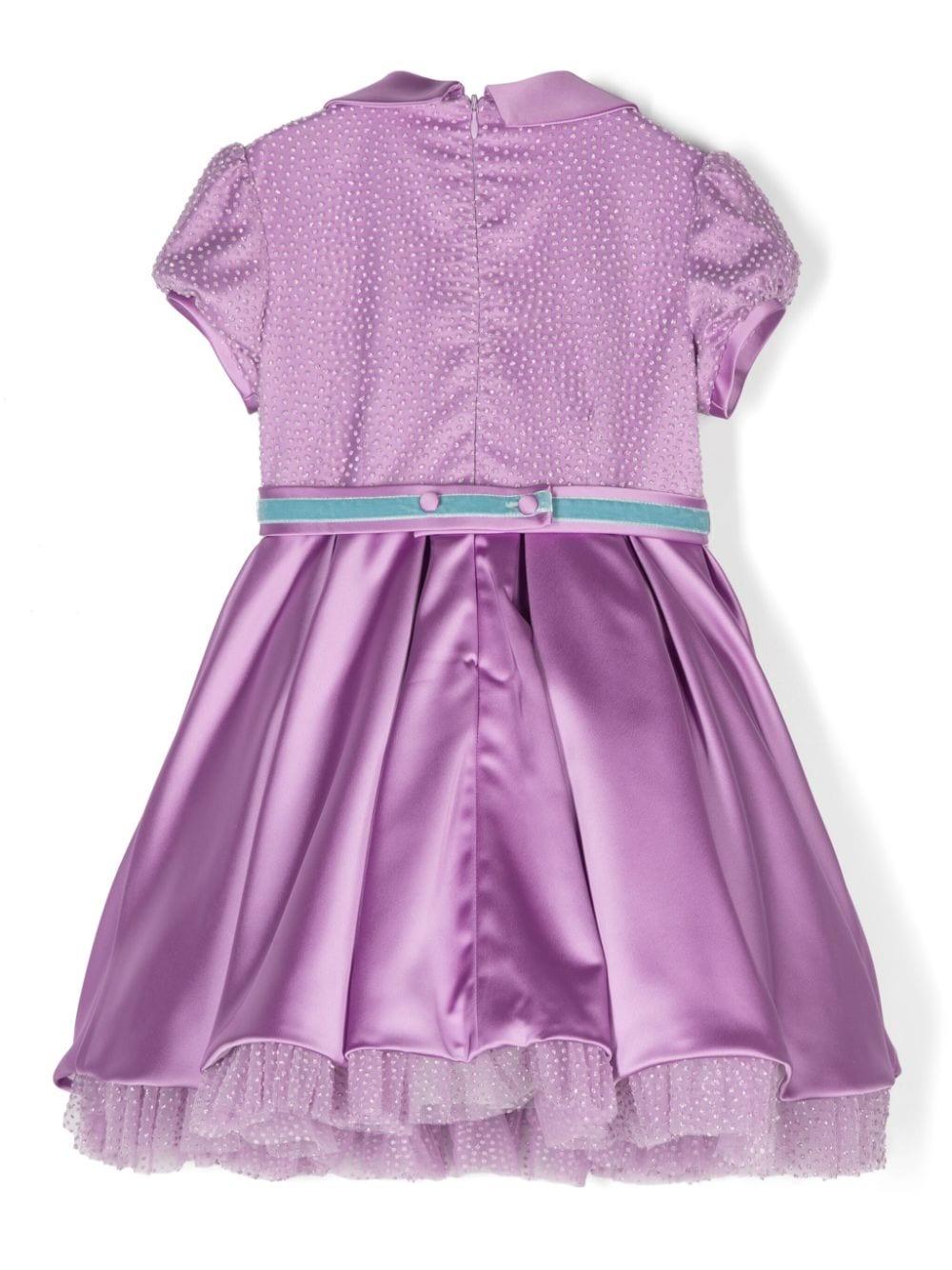 Abito per bambina Colorichiari viola a fiori con dettagli in tulle - Rubino Kids