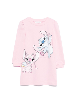 Abito per bambina Disney x Monnalisa rosa con stampa Stitch