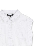 Abito per bambina DKNY Kids bianco con stampa logo all - over - Rubino Kids
