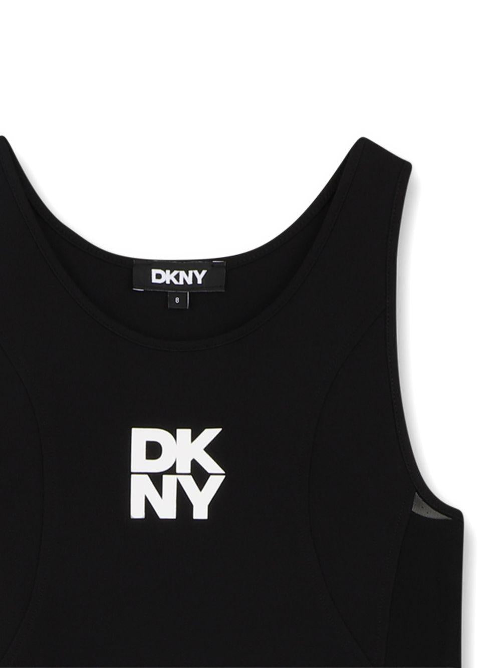 Abito per bambina DKNY Kids nero con logo sul davanti - Rubino Kids