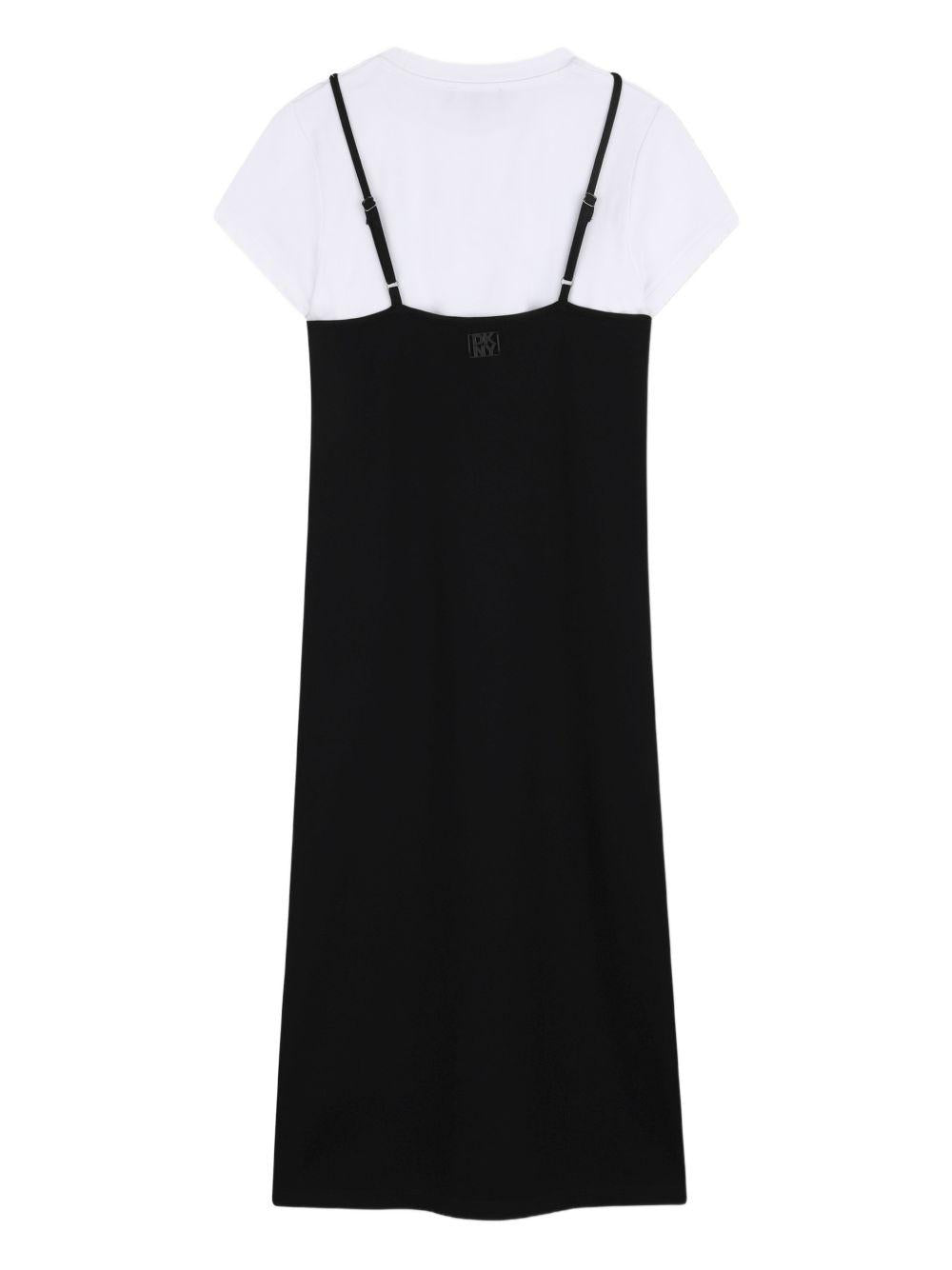 Abito per bambina DKNY Kids nero con stampa con logo - Rubino Kids