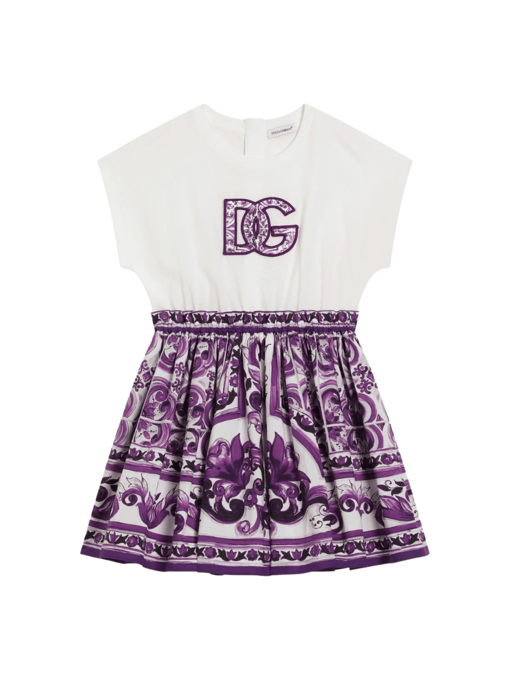 Abito per bambina Dolce & Gabbana Kids viola con stampa maioliche - Rubino Kids