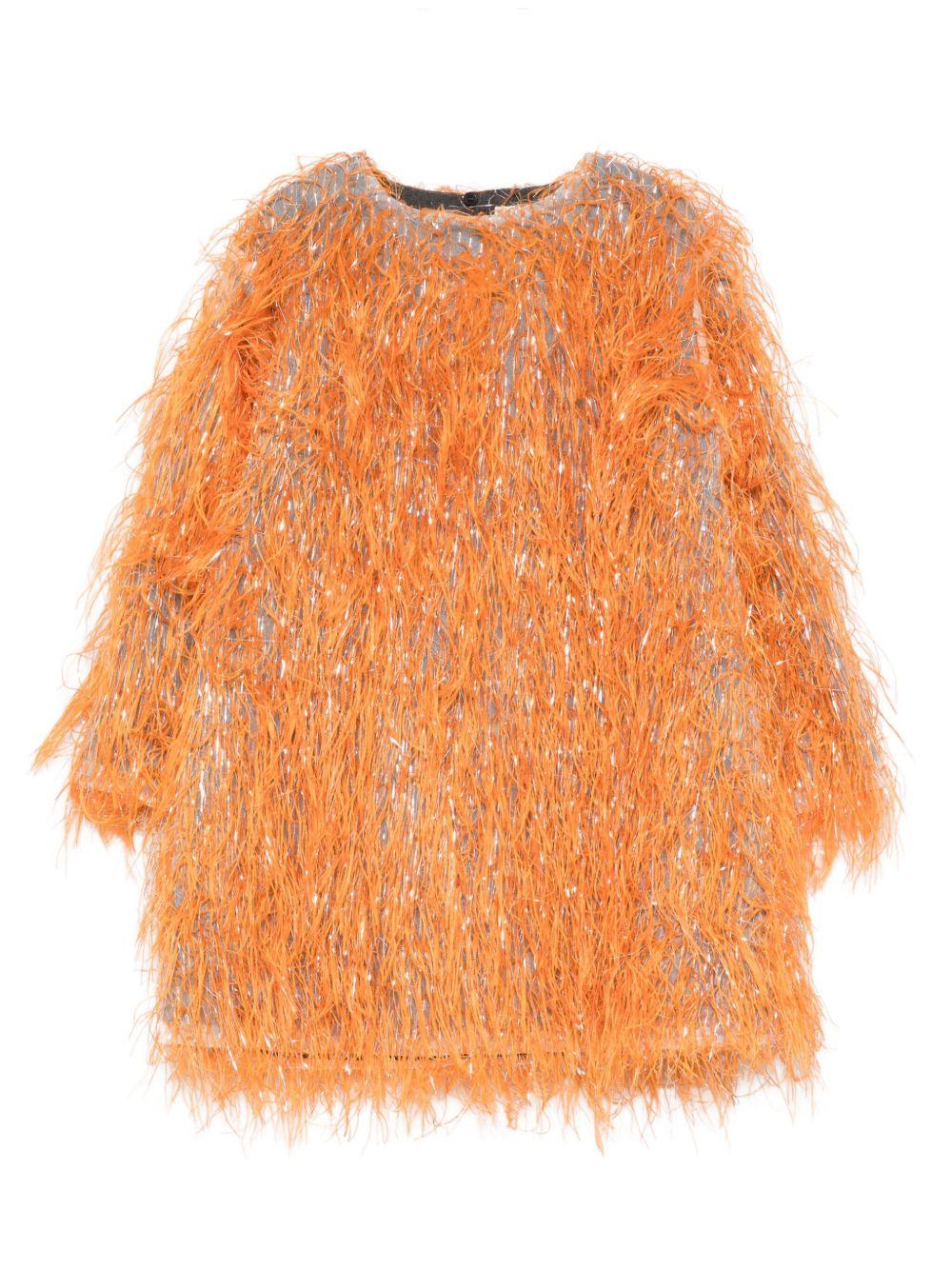 Abito per bambina Douuod Kids arancione con frange decorative - Rubino Kids