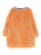 Abito per bambina Douuod Kids arancione con frange decorative - Rubino Kids