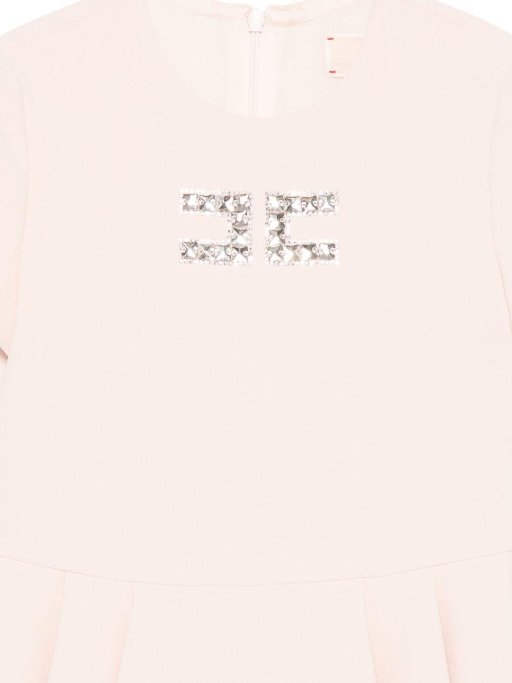 Abito per bambina Elisabetta Franchi La Mia Bambina rosa con logo sul davanti - Rubino Kids