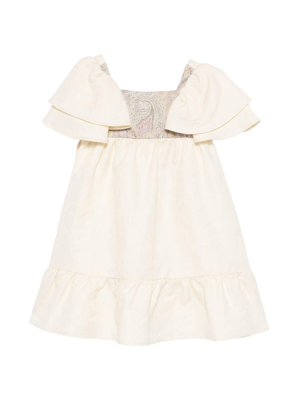 Abito per bambina Etro Kids bianco con stampa paisley - Rubino Kids