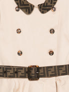 Abito per bambina Fendi Kids beige con cintura con logo - Rubino Kids