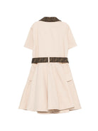 Abito per bambina Fendi Kids beige con cintura con logo - Rubino Kids