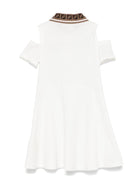 Abito per bambina Fendi Kids bianco con colletto a contrasto - Rubino Kids