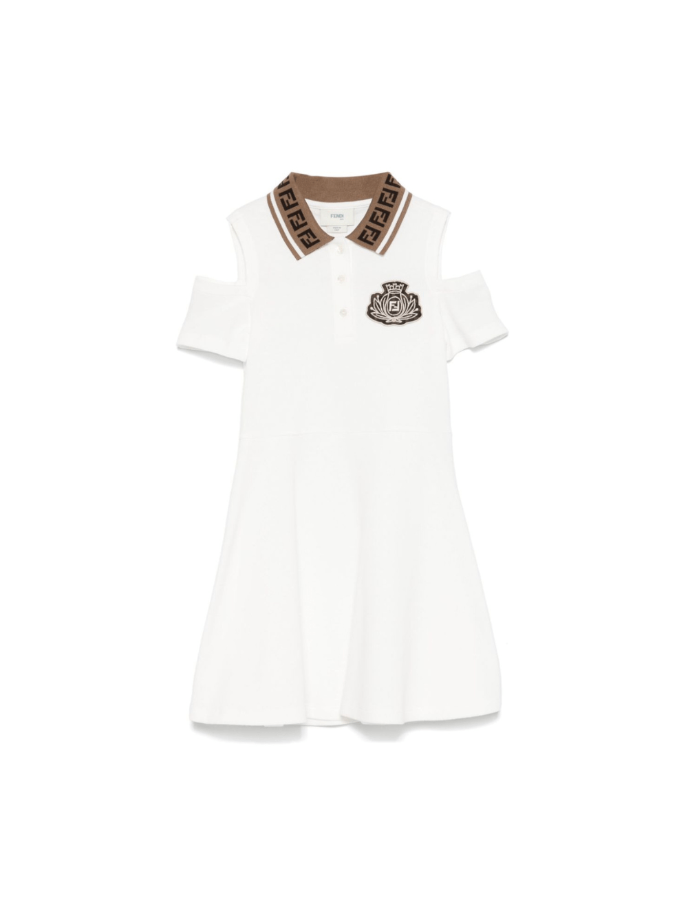 Abito per bambina Fendi Kids bianco con colletto a contrasto - Rubino Kids