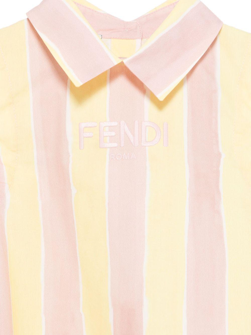 Abito per bambina Fendi Kids giallo e rosa a righe verticali con design svasato - Rubino Kids