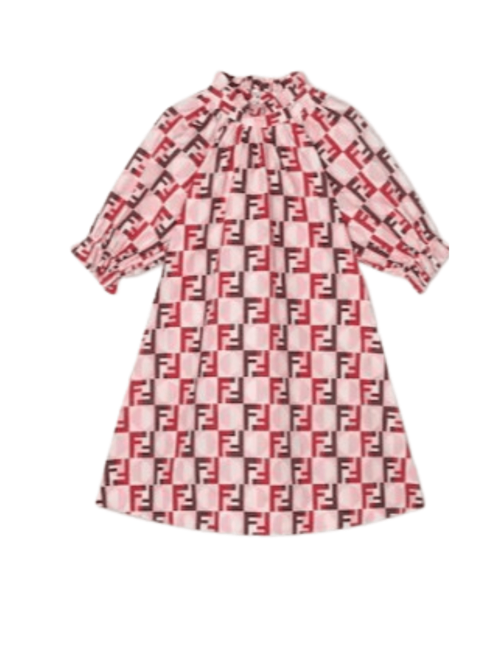 Abito per bambina Fendi Kids rosa con stampa logo FF all - over - Rubino Kids