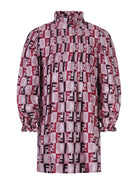 Abito per bambina Fendi Kids rosa con stampa logo FF all - over - Rubino Kids