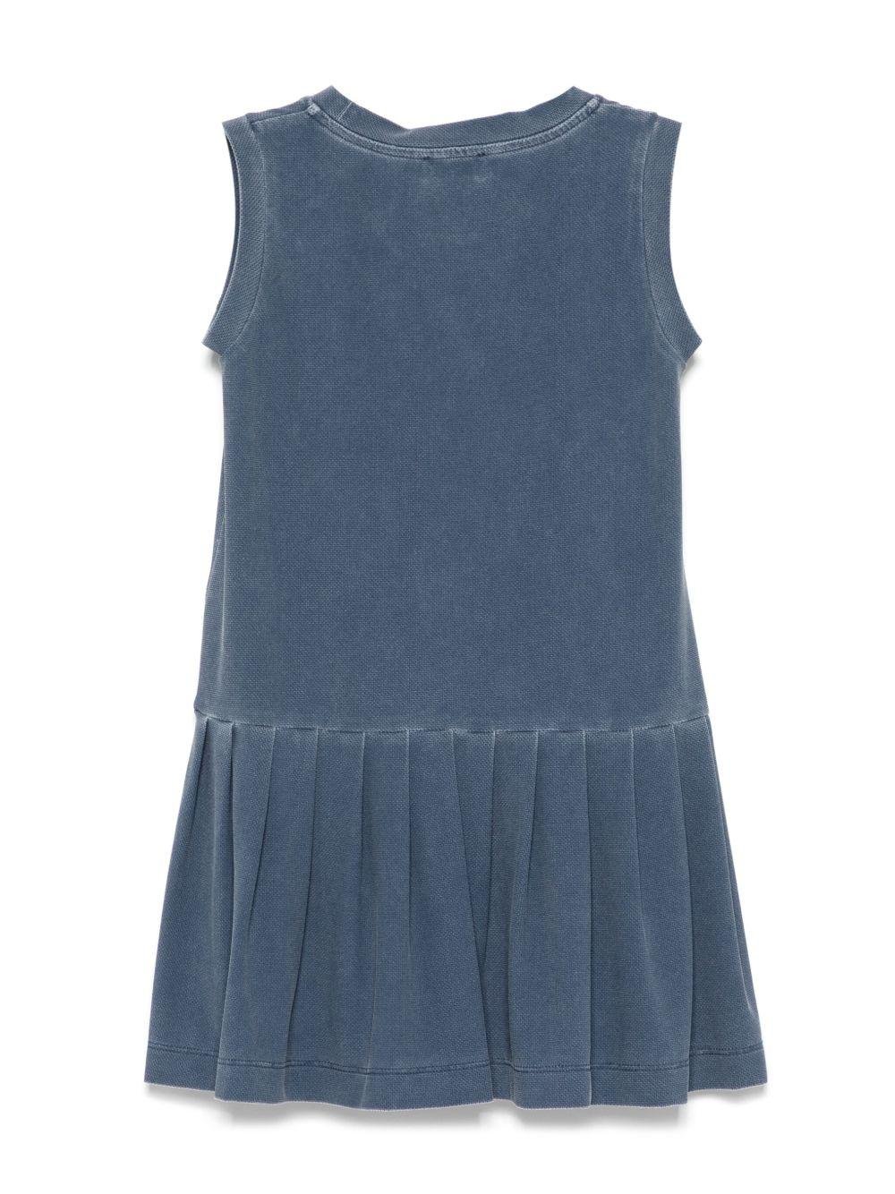 Abito per bambina Il Gufo blu con gonna svasata e stampa con logo laterale - Rubino Kids