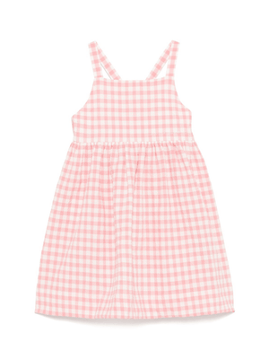 Pink Il Gufo dress for girls with checked pattern
