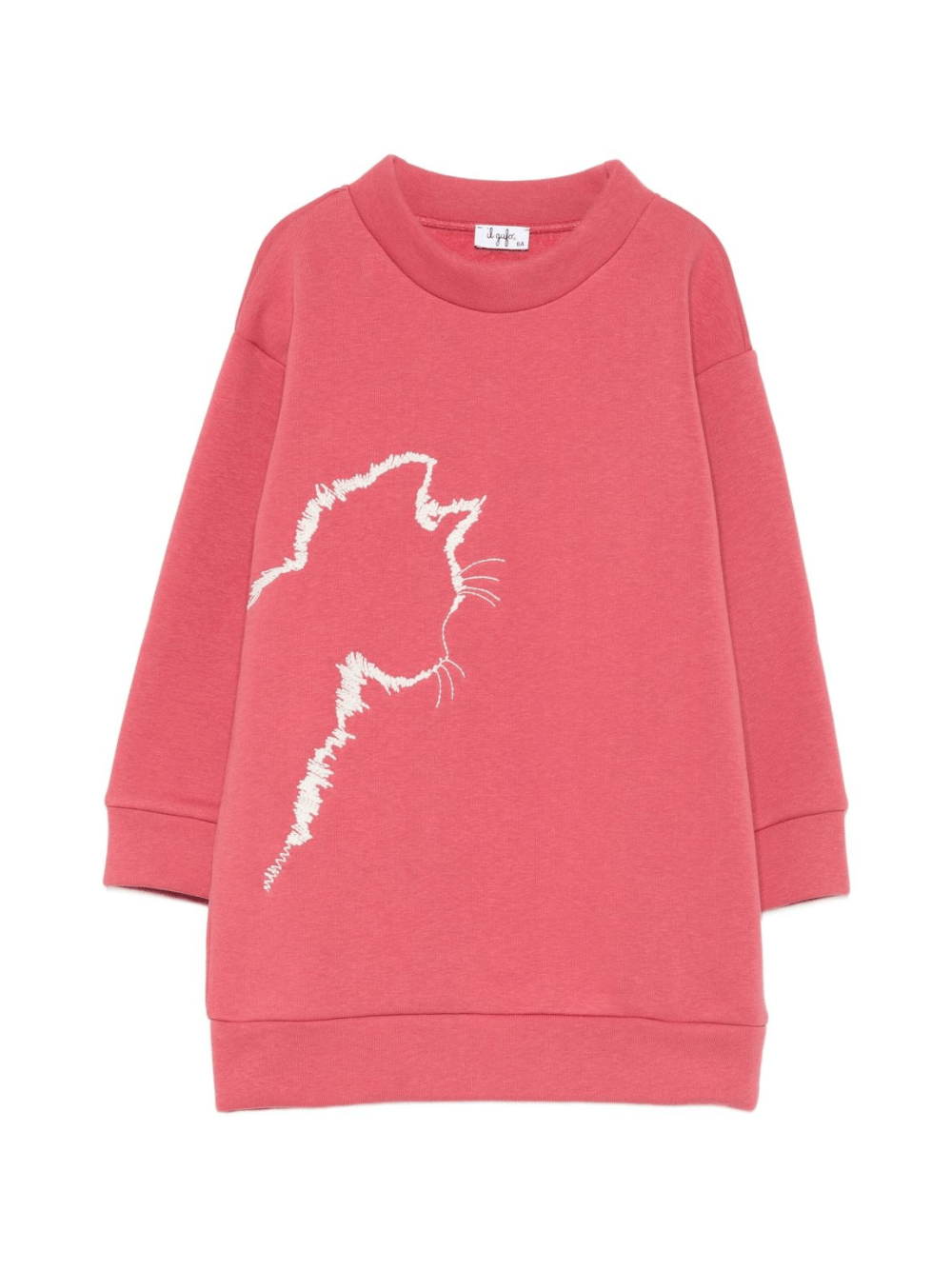 Abito per bambina Il Gufo rosa con ricamo a forma di gatto - Rubino Kids