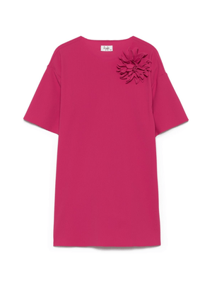 Abito per bambina Il Gufo rosso a fiori con maniche corte