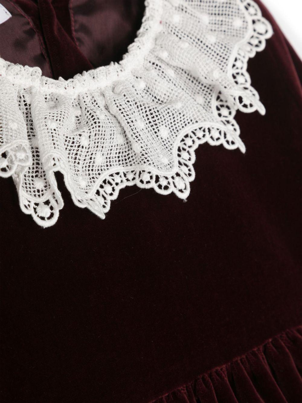 Abito per bambina JESURUM BABY bordeaux con colletto ricamato - Rubino Kids