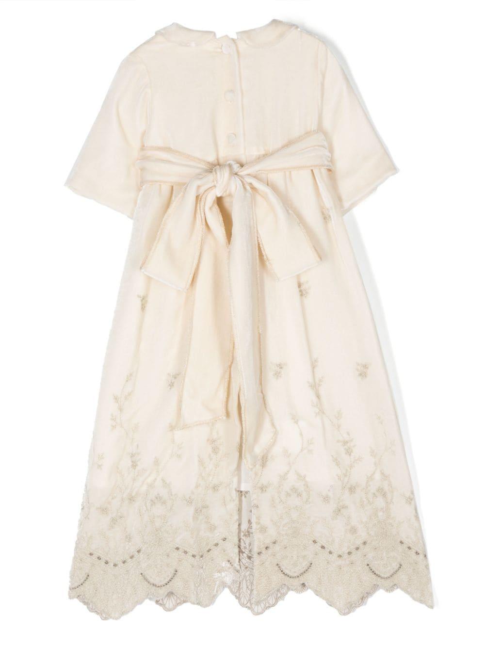 Abito per bambina Jesurum Baby Cà Rezzonico beige con ricamo - Rubino Kids