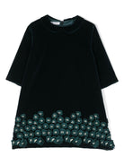 Abito per bambina Jesurum Baby verde con ricamo a fiori - Rubino Kids