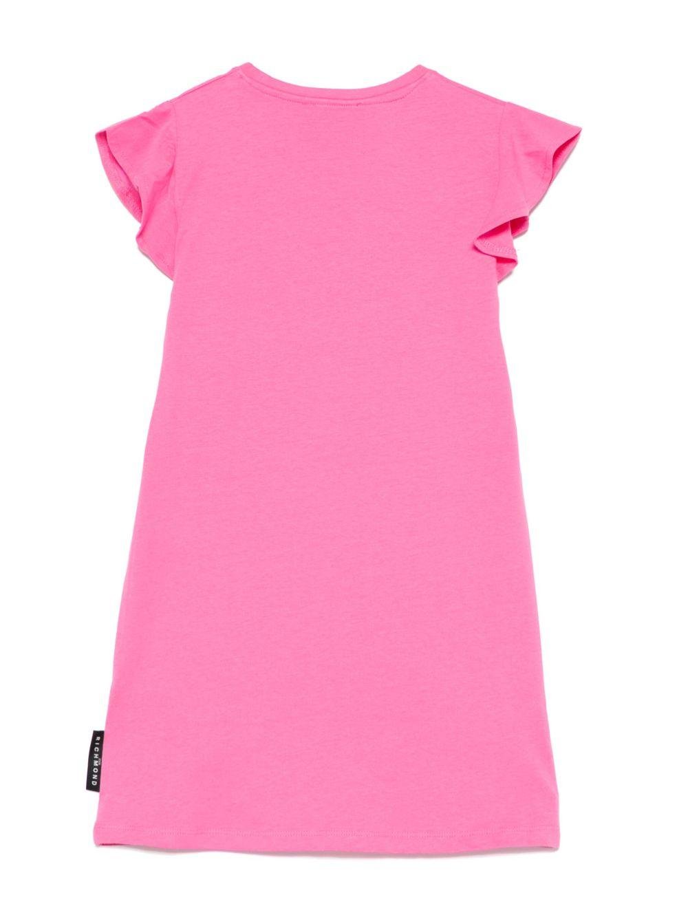 Abito per bambina John Richmond Junior fucsia con logo gommato - Rubino Kids