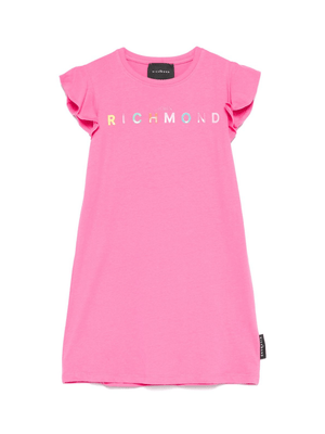 Abito per bambina John Richmond Junior fucsia con logo gommato