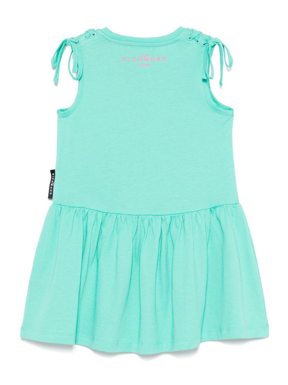 Abito per bambina John Richmond Junior verde acquamarina con dettaglio con cinturino - Rubino Kids