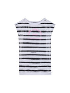 Abito per bambina Karl Lagerfeld Kids bianco e nero a righe con paillettes - Rubino Kids