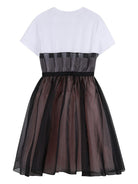 Abito per bambina Karl Lagerfeld Kids bianco e nero con gonna a strati - Rubino Kids