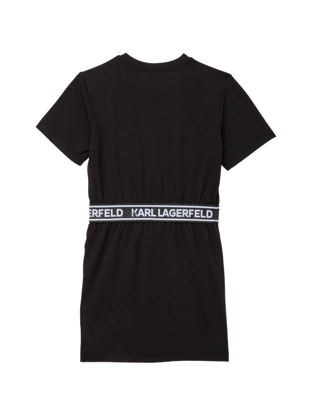 Abito per bambina Karl Lagerfeld Kids nero con banda logo - Rubino Kids