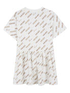 Abito per bambina Kenzo Kids bianco con stampa logo all - over - Rubino Kids