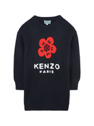 Abito per bambina Kenzo Kids blu con motivo Boke Flower - Rubino Kids