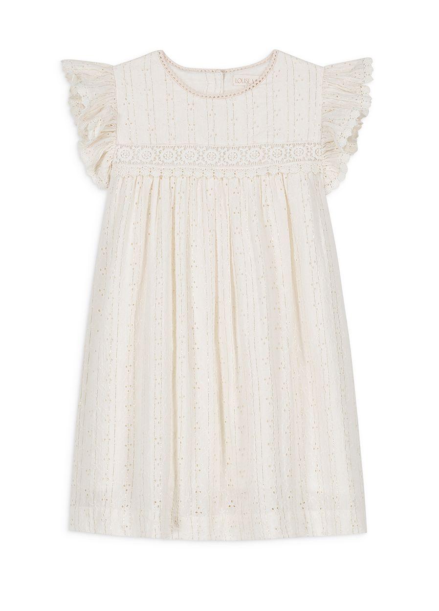 Abito per bambina Louise Misha Kids bianco con ricamo all - over - Rubino Kids