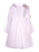 Abito per bambina Maison Ava bianco con decorazione floreale sul davanti - Rubino Kids