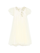 Abito per bambina Maison Ava giallo con applicazioni floreali - Rubino Kids