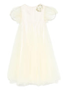 Abito per bambina Maison Ava giallo con applicazioni floreali - Rubino Kids