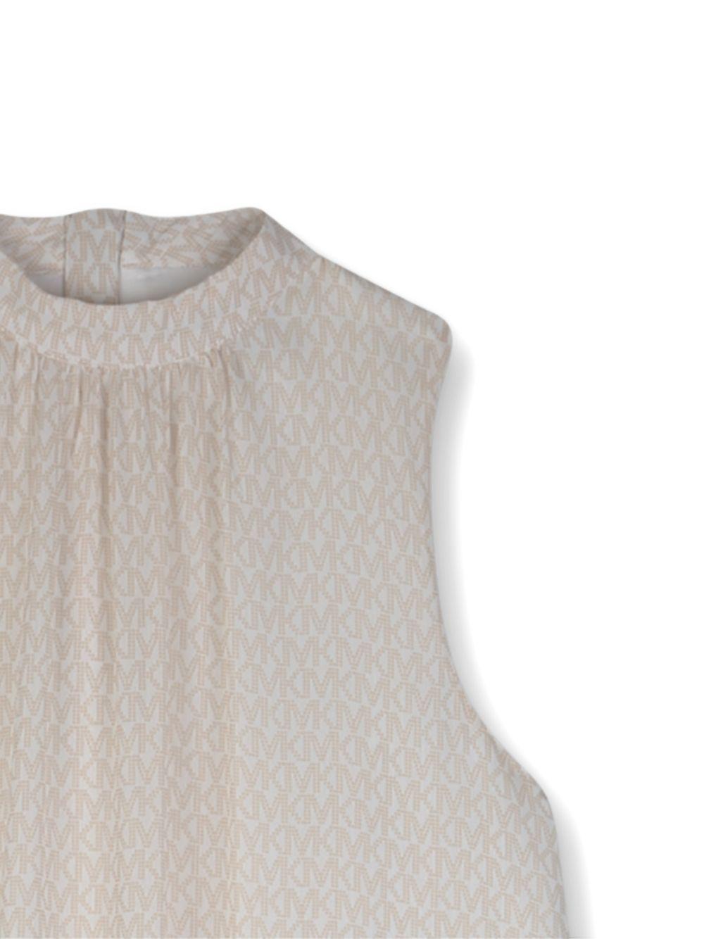 Abito per bambina Michael Kors Kids beige con monogramma e ruches - Rubino Kids