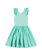 Abito per bambina Molo verde acquamarina in jersey con dettagli con ruches - Rubino Kids