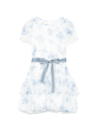 Abito per bambina Monnalisa azzurro con stampa farfalla - Rubino Kids