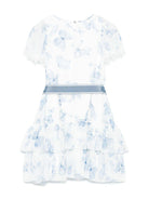Abito per bambina Monnalisa azzurro con stampa farfalla - Rubino Kids