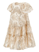 Abito per bambina Monnalisa beige con decorazione con paillettes - Rubino Kids